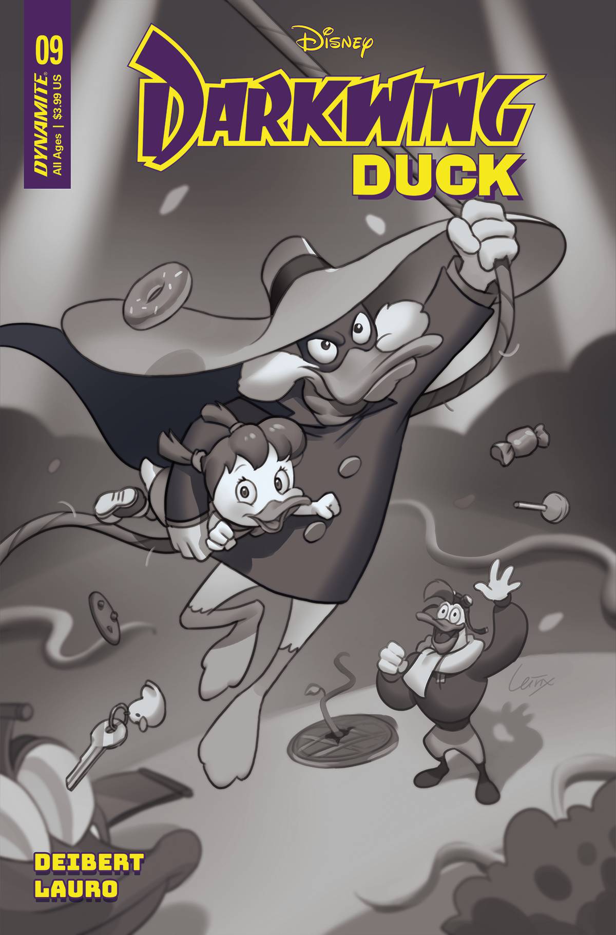 DARKWING DUCK #9 (2023) 1/10 LEIRIX B&W VARIANT