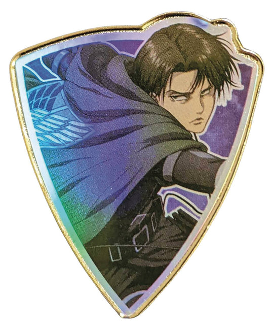 ATTACK ON TITAN LEVI RAINBOW HOLO FOIL CREST PIN